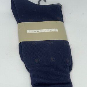 NWT Perry Ellis Men's Dress Socks - Navy w/ Double Diamond Design - Size 10-13